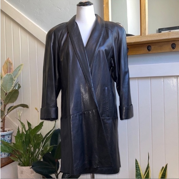 Maxima for Neiman Marcus Lambs Leather Coat in Black - Picture 14 of 16